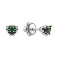 Серебряные пуссеты с зеленым кварцем (2493/1р-QGR)