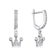 Серебряные серьги-подвески Корона c фианитами  2E27332-E/12/1