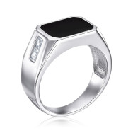 Серебряная печатка с фианитами и эмалью  2R24474-R/12/627