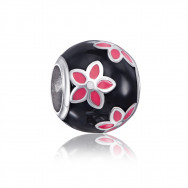Серебряная бусина шарм «Цветочек» с эмалью. Артикул 35134/12/1/1310
