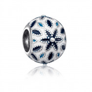 Серебряная бусина шарм «Цветок» с эмалью. (35136/12/1/1573)