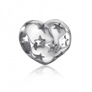 Серебряная бусина шарм «Сердце» без вставки. Артикул 35167/12/1