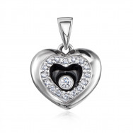 Серебряная подвеска «Сердце» с фианитами и эмалью.  (35174/12/1/1059)