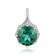 Серебряная подвеска с зеленым кварцем и фианитами 3827р-QGR