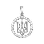 Серебряная подвеска Герб Украины с фианитами (39677)