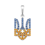 Серебряная подвеска Герб Украины с фианитами (39678)