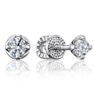 Серебряные серьги-пуссеты с фианитами (40644/12/1/28)