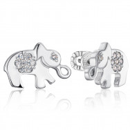 Серебряные серьги-пуссеты с фианитами  (41123/12/1/1)