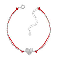 Браслет на нити Сердце с фианитами (550229б)