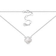 Серебряное колье с перламутром и фианитами (6141b)