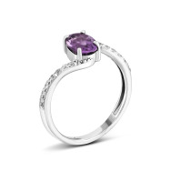 Серебряное кольцо с аметистом и фианитами (678/ам к род)
