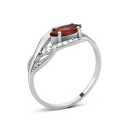 Серебряное кольцо с гранатом и фианитами (703/гркб/з/род)