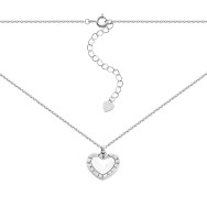 Серебряное колье Сердце с фианитами и перламутром (7D16131)