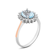Серебряное кольцо с топазом и фианитами (847К.т.Rh)
