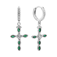 Серебряные серьги-подвески Крестики c фианитами (SZSE08302 с)