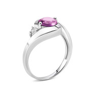 Серебряное кольцо с аметистом и фианитом (к1271аметRh)