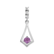 Серебряная подвеска с аметистом и фианитами (п1273аметRh)