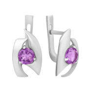 Серебряные серьги с аметистом (с1278аметRh)