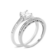 Наборное двойное серебряное кольцо с фианитами (PA12823)