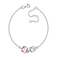 Серебряный браслет с топазом и аметистом (б1303Rh)