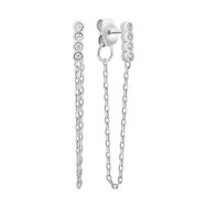 Серебряные пуссеты с цепочкой и фианитами (E37810-Y)