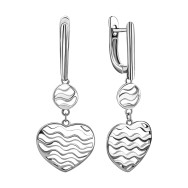 Серебряные серьги-подвески Сердце (AE02464)