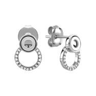 Серебряные пуссеты с перламутром и фианитами (B12522)