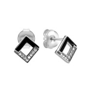 Серебряные пуссеты с эмалью и фианитами (B15514)