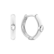 Серебряные серьги-конго с эмалью и фианитами (B18507)