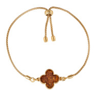 Серебряный позолоченный браслет Клевер с янтарем (B535C-F-B/20/2787)