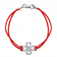 Браслет на нити с фианитами Клевер (4038-кр)