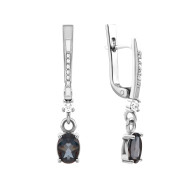 Серебряные серьги-подвески с топазом и фианитами (с1272топЛRh)