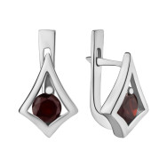 Серебряные серьги с гранатом (с1273грRh)