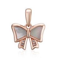 Серебряная позолоченная подвеска с перламутром и фианитами (HJP-844-ROSE-P/17/4510)