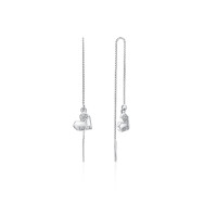 Серебряные серьги-протяжки Сердце с фианитами (SE00369-E/12/1)