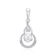 Серебряная подвеска с жемчугом и фианитами (SP00449-P/12/1941)