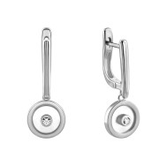 Серебряные серьги-подвески с перламутром и фианитами (E001858)