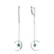 Серебряные серьги-подвески с эмалью (EA61083)