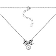 Серебряное колье с жемчугом и фианитами (EN02469)