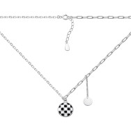 Серебряное колье Шахматы с эмалью (EN02568)
