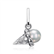 Серебряная подвеска Мороженное с жемчугом и фианитом (GN14564A-P/12/2011)