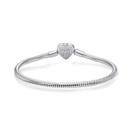 Серебряный браслет Сердце с фианитами  HC-154-18CM-S-B/12/1