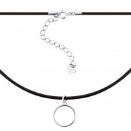 Колье из каучука с серебром Круг (Кл2/909)