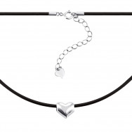 Колье из каучука с серебром Сердце (Кл2/915)