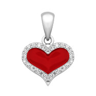 Серебряная подвеска Сердце с эмалью и фианитами (PE40236)