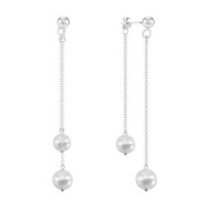 Серебряные серьги-подвески с жемчугом  (Pearl 8 mm Rod V)