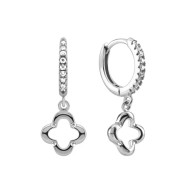 Серебряные серьги-конго Клевер с фианитами (1EA105266)