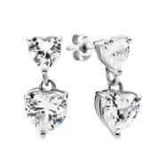 Серебряные серьги-подвески Сердце c фианитами (с1375Rh)