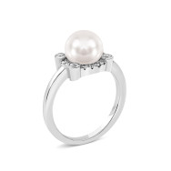 Серебряное кольцо с жемчугом и фианитами (PSS1079-R)