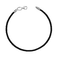 Плетеный браслет с серебряным замком (SGrit2mm Black BR ROD)
